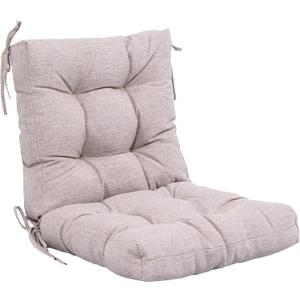 QILLOWAY Outdoor Chair Cushion for Patio Furniture, Waterproof Patio Cushions Set of 2 with Ties, Fade Resistant Replacement Pads for Outdoor Rocking Chairs,Tan,Grey