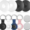 Air Tracker 4-Pack and 2pcs Extra Replaceable 2032 Batteries, Bluetooth + UWB Smart Tag Work with Apple Find My App (iOS Only), Item Locator Finder for Keys Vehicles Luggage Bags (White & Black & Pink & Dark Blue)