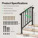 VIVOSUN Outdoor Handrail, 3 Step Stair Handrail, 40" x 36" Fits 1 to 3 Steps, Wrought Mattle Iron Stair Railing with Curved Ends and Balusters for Concrete Steps, Porch Steps, One-Step Assembly, Black