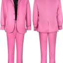 Mens Suit Cosplay Costume Halloween Uniform Outfits Blazer Jacket Shirt and Pants (X-Small, Pink Suit)