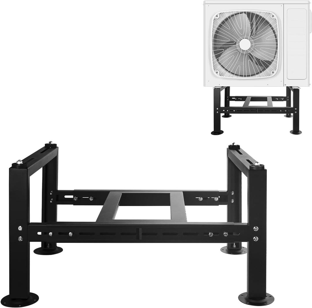POPMOON Mini Split Ground Stand for 18000-36000 BTU, Mini Split AC Bracket for Ductless Air Conditioners Heat Pump System,Heavy Duty Condenser Stand Adjustable Length 27.5" to 41.3" Max Load 550Lbs