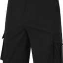 Yundobop Men's Casual 9" Inseam Cargo Shorts Twill Classic Stretch Golf Summer Short with 6 Pockets (Black)