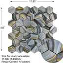 Kieacia 10 Sheet Peel and Stick Kitchen Backsplash Tiles, Ash Gold PVC Self-Adhesive Hexagonal Mosaic Tiles for Kitchen Bathroom Vanity Tabletop Fireplace