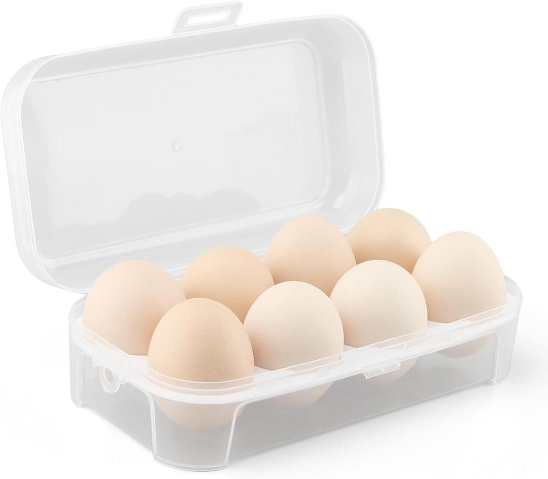 Egg Holder Camping, Shockproof 8 Grid Egg Container Clear Portable EggTray with Lid Plastic Eg-g Carrier for Refrigerator, Eg-g Storage Case for Camping Picnic Travel(SIZE:8)