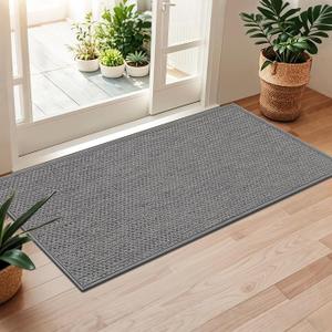 LEKEEPGO Door Mat 24"x47", Non Slip Washable Indoor Door Mat, Light Grey