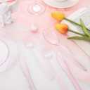 WDF 360 Pink Glitter Plastic Silverware - Disposable Glitter Cutlery - Plastic Silverware inluding 120 Forks, 120 Spoons, 120 Knives for Pink Birthday,Baby Shower,Mother's Day