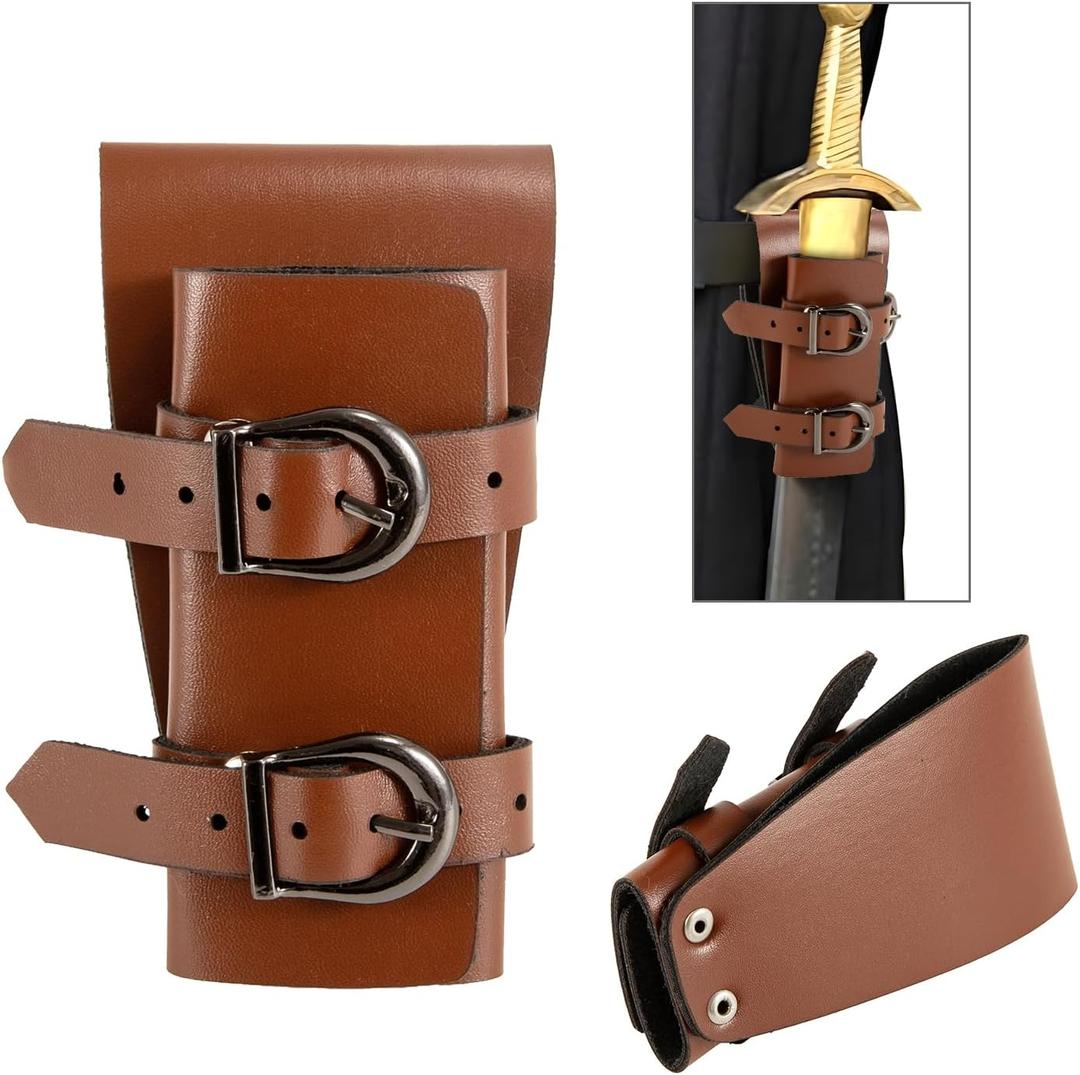 NUMJAW Dagger Holster Adjuatable Costume Sword Frog Medieval Renaissance Dagger Sword Sheath Cosplay Sword Belt Holder (Brown)