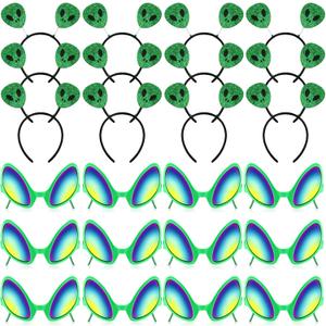 Ysleen 24 Pcs Alien Glasses and Headband Rainbow Color Lens Sunglasses Funny Boppers Alien Accessories for Dress up Photo Props Decoration Party Favors