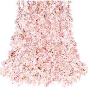 Sggvecsy Cherry Blossom Garland Artificial Cherry Flower Vines 10 Pack Hanging Silk Flowers Garland for Home Wedding Garden Party Arch Office Decor (Pink)