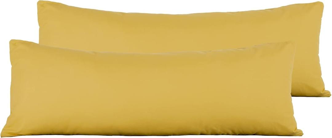 Evolive Ultra Soft Microfiber Body Pillow Cover/Pillowcases 21"x54" with Hidden Zipper Closure Set of 2. (Spicy Mustard, Body Pillow Cover 21"x54")