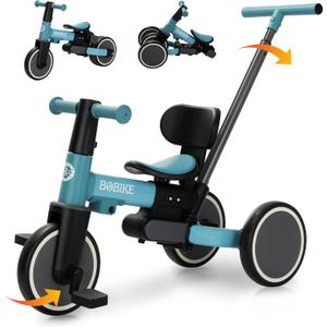 Toddler Bike with Push Handle,Tricycles for 1 to 3 Years Old, Toddler Tricycle with Push Handle for Boy Girl, Baby Balance Bike with Adjustable Seat Height and Removable Pedal (Sky Blue)