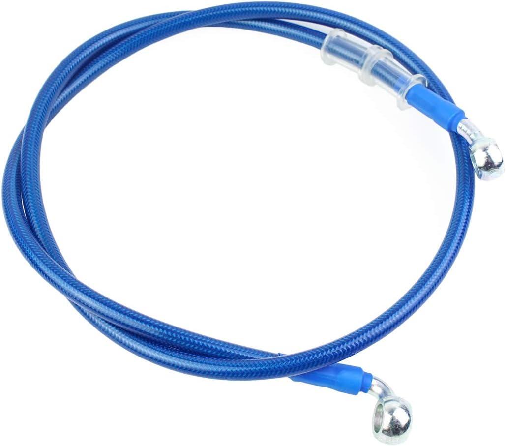 400-2400mm AN3 1/8inch 28 90 Degree M10 Motorcycle Hydraulic Brake Line Oil Hose Pipe Fitting Stainless Steel Braided for ATV Motorcycle Motocross Pit Dirt Street Racing bike - 1200mm Blue