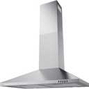 Hermitlux Range Hood 30 inch Stainless Steel, Wall Mount Vent Hood for Kitchen with Charcoal Filter, Ducted/Ductless Convertible (Stainless Steel-Modern Design)