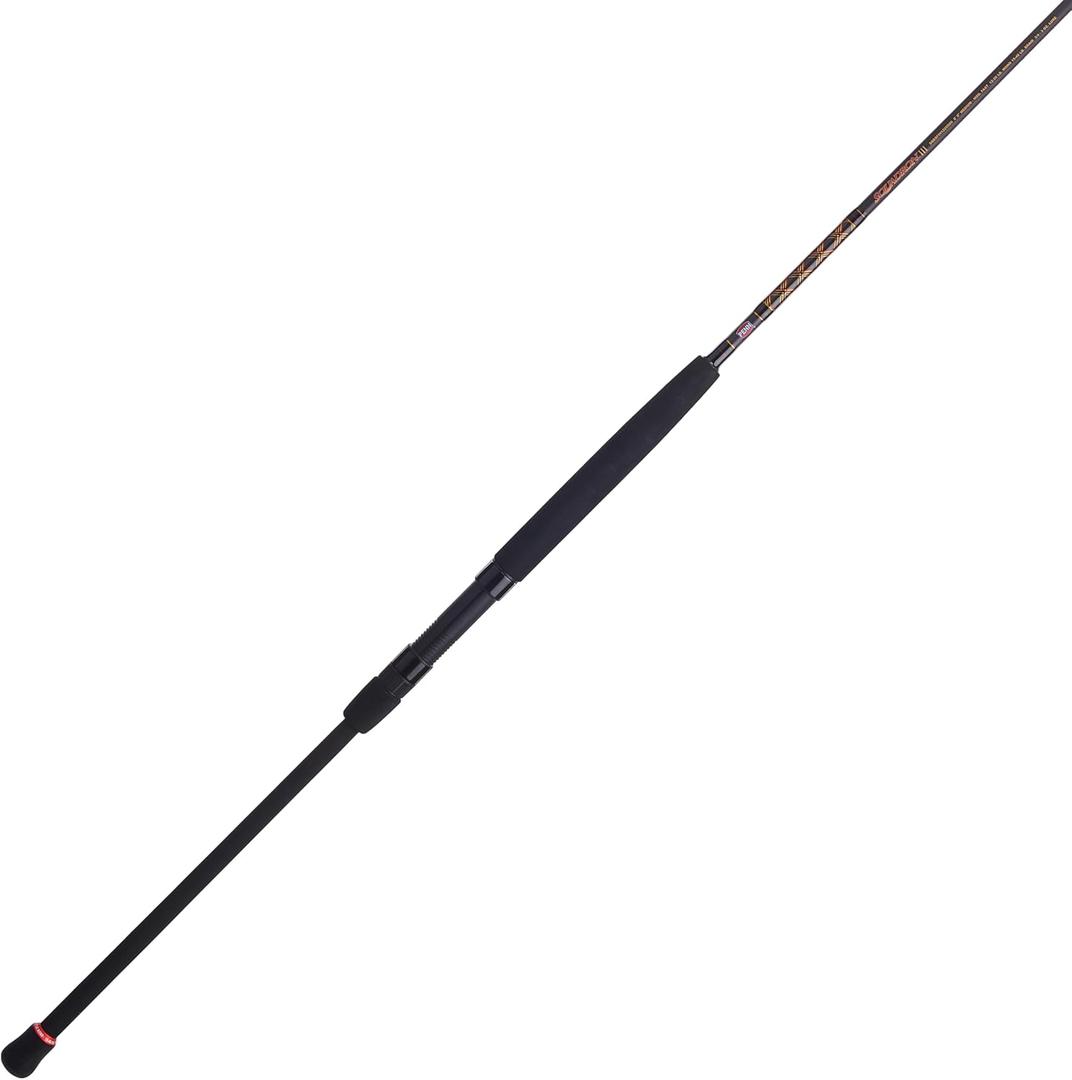 PENN Squadron III 8’ Surf Spinning Fishing Rod; 2-Piece, 12-20lb Line Rating, Medium Rod Power, Moderate Fast Action, 3/ 4-3 oz. Lure Rating, Titanium/ Red/ Gold