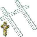 Wire Cross Wreath Frame: 2Pcs Cross Shaped Metal Wire Wreath Frame Form Floral Garden s Metal for Easter Christmas Holiday Church DIY Craft Project - 16 Inch