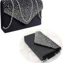 Ladies Evening bags Bridal Wedding Bag Party Handbag (Black)