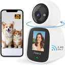 Noorio Two Way Video Calling Camera, 2K One Click Call Pet Camera Indoor with Phone App, 2.4G WiFi Only 360 PTZ Dog Cam with Speaker, CL200