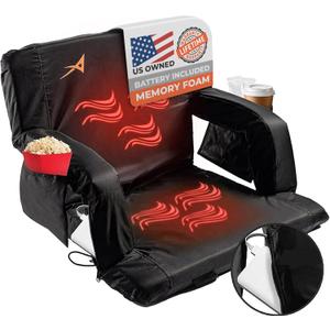 ACELETIQS Stadium Seats for Bleachers with Back Support – USB Battery Included - Upgraded 3 Levels of Heat - Foldable Chair - Cushioned, 4 Pockets, Cup Holder - Camping, Games (Double Heated 26")