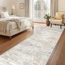 3x10 Runner Rug Non Slip Washable for Entryway, Vintage Hallway Rug for Porch, Laundry Room, Bedroom, Abstract Stain Resistant Thin Indoor Kitchen Mats for Floor(3'x10', Brown/Grey/Ivory)