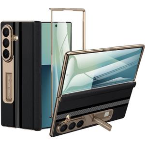 for Samsung Galaxy Z Fold 7 Phone Case [Luxury Genuine Leather] [Kickstand Hinge Protection] [Built-in Screen Protector] [Full Body Anti-fall Ultra Slim] Protective Case for Galaxy ZFold 7