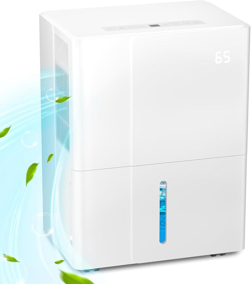4000 Sq.Ft. Dehumidifier for Home Bedrooms, 1.2Gal Water Tank With Smart Control, Timing Device For Medium Size Rooms, 50 Pints (White)