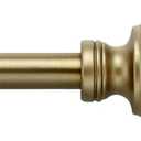 MODE Simplicity Collection 5/8" Diameter Curtain Rod Set with Doorknob Curtain Rod Finials and Steel Wall Mounted Adjustable Curtain Rod, Fits 32 to 90 Windows, Gold
