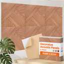 XL Acoustic Wall Panels 6-Pack Decorative Acoustic Panels High Density Sound Absorbing Wall Art 70.86X47.24 Inches with Self-adhesive for Studio Home and Office - Teak Wood Finish