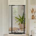 51.18" Extra Tall Cat Gate for Doorway 48.5"-56.2" Wide Auto Close Tall Pet Gate No Drilling Pressure Mounted for Hallway Kitchen,Black