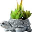 Turtle Planter Sea Turtle Succulent Pots with Drainage Hole, Resin Plant Pots for Succulents Home Office Desktop Decorations,Small Flower Pots for Outdoor Garden Decor,Turtle Gifts for Women (Gray B)