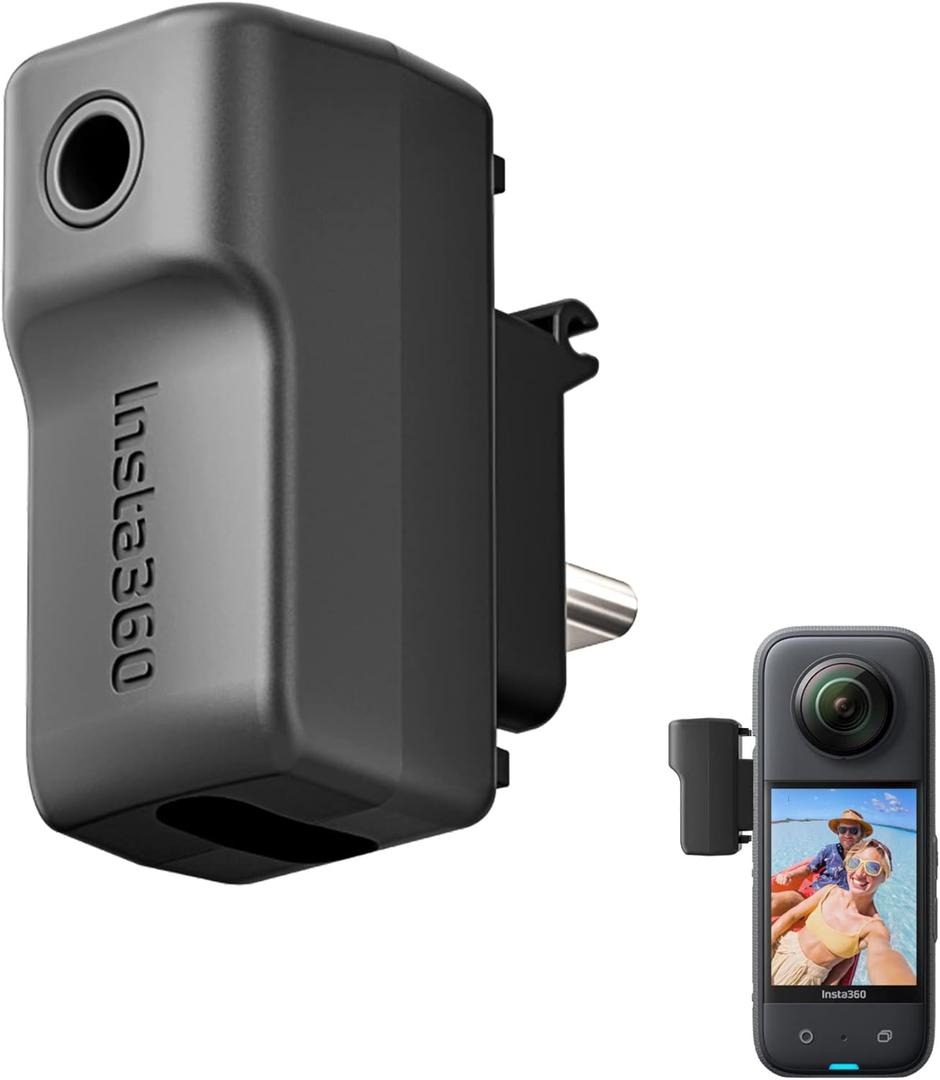 CYNOVA External Microphone Adapter for Insta 360 X3 Camera, Type-C and 3.5mm Audio Ports Support Charger and Record for Insta 360 X3 Accessories