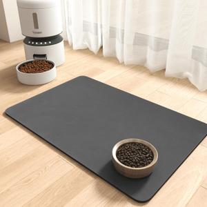 MontVoo-Absorbent Pet Feeding Mat-No Stains Pet Mat for Food and Water Bowl-Quick Dry Cat & Dog Food Mat Water Dispenser Mat-Pet Supplies Mat-Dog Water Bowl Mat for Messy Drinker,Darkgrey,16"x24"