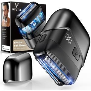 Electric Foil Shavers for Men- New Version Mini Electric Razor with 3D Floating Heads & Precision Blades, Portable Cordless Electric Shaver IPX7 Waterproof, LED Display & Fast Charge, Black