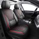 YIERTAI Full Coverage Universal Seat Covers Fit for Toyota Rav4 Honda Crosstour Hyundai Elantra Nissan Rogue Kia Soul Infiniti Chevy Mazda Lexus Acura RDX TSX Waterproof Leather 2PCS Black-Red