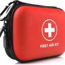 Mini First Aid Kit, 100 Pieces Water-Resistant Hard Shell Small Case - Perfect for Travel, Outdoor, Home, Office, Camping, Hiking, Car (Red)