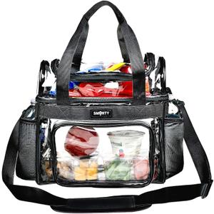 J.CARP Clear Bag Heavy Duty Backpack Durable Transparent See Through Bag (Lunch Bag Large, Black)