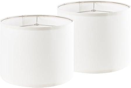 PAPAYA Set of 2 Cream White Lamp Shades Large Durm Lampshades 16" Top x 16" Bottom x 12" High (Spider）Modern Lampshade for Table and Bedside Lamp