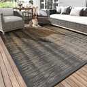 MontVoo Outdoor Rug Waterproof 5x8 ft Outdoor Carpet Patio Rug Mat Reversible RV Camping Rug Plastic Straw Outside Rug for Balcony Porch Deck Picnic Beach Modern Black Brown