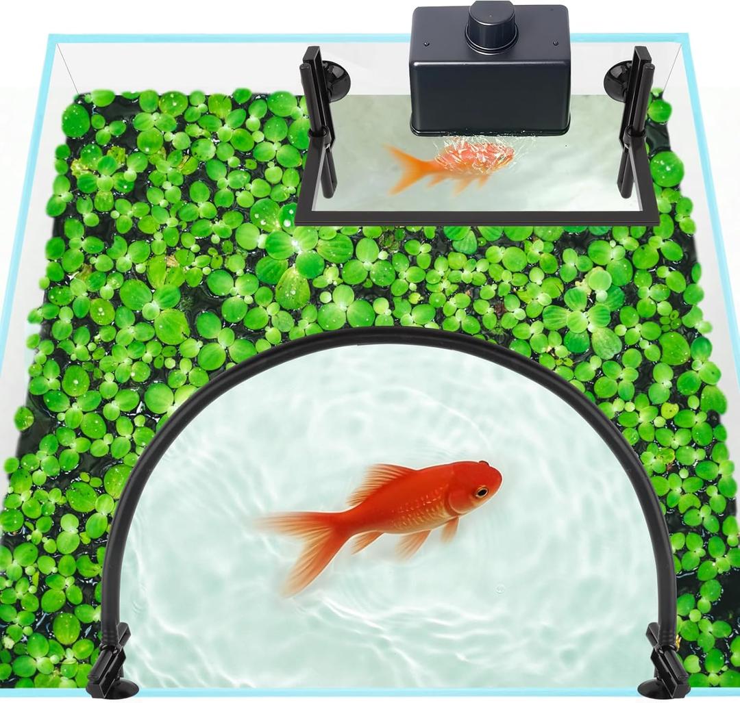 Floating Plant Corral for Aquarium, Self-Adjusting Barrier with EV Foam, Protects Floating Plants from Filter, Fish Tank Feeding Ring, Includes Suction Cups & Net