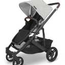 UPPAbaby Cruz V2 Stroller/Full-Featured Stroller with Travel System Capabilities/Toddler Seat, Bumper Bar, Bug Shield, Rain Shield Included/Anthony (White+Grey Chenille/Carbon Frame/Chestnut Leather)
