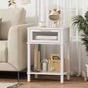 Nightstand Wooden Bedside Table with Drawer White Night Stands Modern Style Small End Table Side Table with Storage Shelf for Bedroom Living Room MLBZ10W