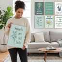 6Pcs Mental Health Canvas Wall Art Green Boho Psychology Therapy Print Artwork Inhale Exhale Inspirational Quotes Painting Pictures Wall Decor for Bedroom Office Home Decoration 12x16In Unframed (16L"x12W")