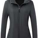 wantdo Women Softshell Jacket Fleece Lined Hooded Rain Coat Waterproof Windproof Windbreaker Jacket Lightweight Long Coat XL