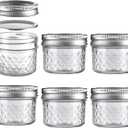 Mason Jars Airtight Lids Glass Canning Jars 3.4oz/100ml Regular Lids Spice Jars Honey Jars for Yogurt,Jam,Spice,Overnight Oats Canning, Preserving,Decorations,Jelly,Dessert,6 Pack (3.4 oz)