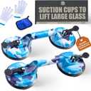 Glass Suction Cups to Lift Large Glass  Glass suction cups Kit for Glass, Wood, Metal, and Marble; Durable Aluminum with 242lb Capacity, Tile suction cup tool (2 Pack)