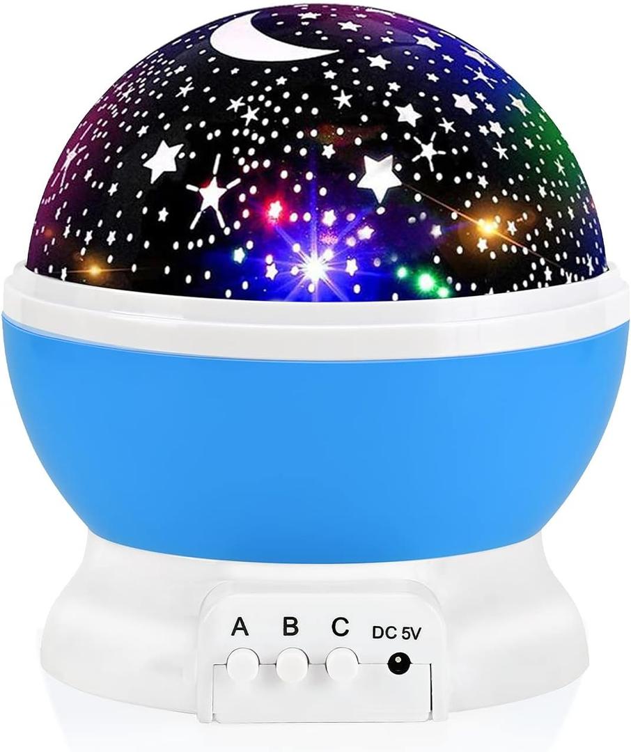 RICTLY Night Light for Kids, Kids Night Light Nebula 360 Degree Rotation - 4 LED Bulbs 12 Light Color Star Projector Changing with USB Cable, Romantic Gifts for Men Women Children (Blue)
