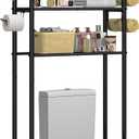Simple Trending 3 Tier Over The Toilet Rack, Shelf Bathroom, Bathroom Stand Organizer Space Saver, Black