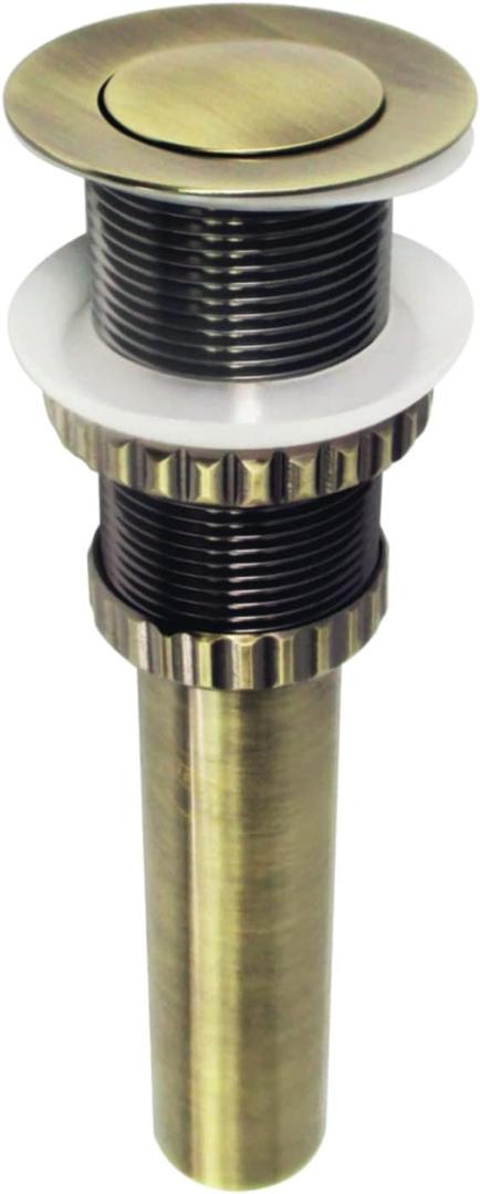 Kingston Brass EV8413 Coronet Push Pop-Up Bathroom Sink Drain Without Overflow, Antique Brass, 8.44 x 2.44 x 2.44