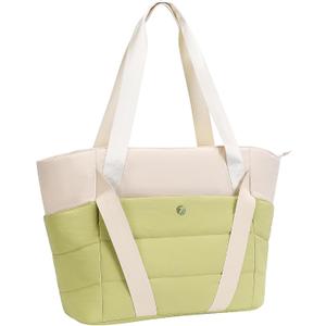 TINYAT Quilted Tote Bag for Women Puffer Duffle Bag with Yoga Mat Strap Zipper Travel Bag Large Yoga Gym Tote for Work, Sport