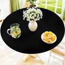 Moosfor Round Spandex Tablecloth, Elastic Fitted Waterproof Tablecloths for 45"-56" Tables, Stretch Washable Picnic Table Cover for Camping, Dining, Indoor and Outdoor, Black
