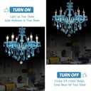 Bagood Blue K9 Crystal Candle Chandeliers Lighting Modern Pendant Lights 6 Lights Candle Chandelier Lighting Crystal Modern Chandelier for Dining Living Room Bedroom E12 Base H22 x W23.6 Inch